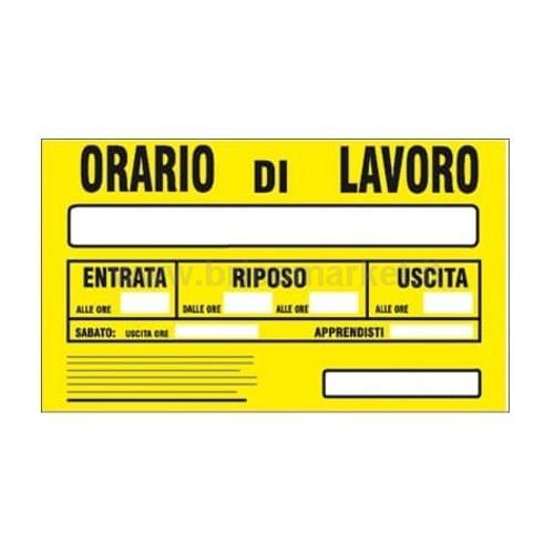 00105812 - CARTELLO 30X20CM ORARIO DI LAVORO